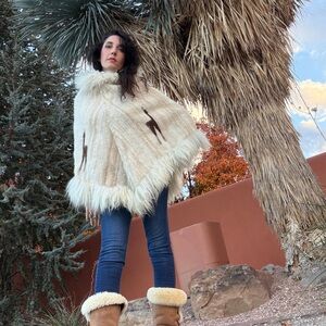 Vintage Rare Poncho Cream Sweater Handwoven